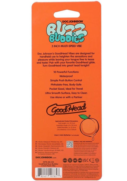 GoodHead Buzz Buddies Peaches 5in Multi-Speed Vibe - Green/Orange