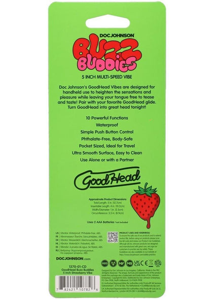 GoodHead Buzz Buddies Strawberries 5in Multi-Speed Vibe - Pink/Red