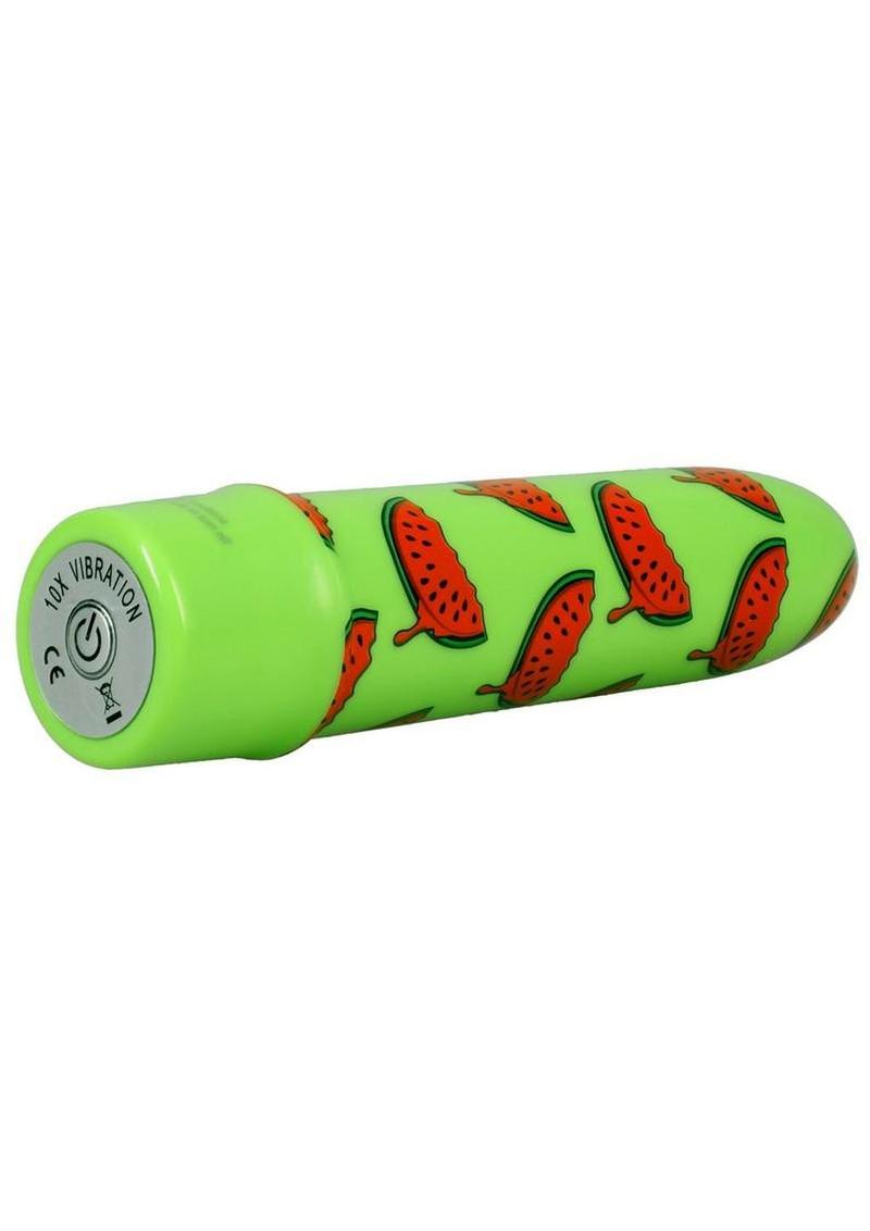GoodHead Buzz Buddies Watermelon 5in Multi-Speed Vibe - Green/Red