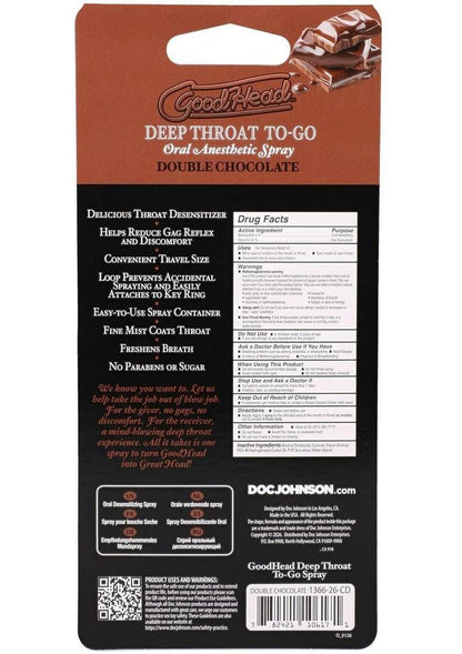 GoodHead Deep Throat To-Go Oral Anesthetic Spray .30oz - Double Chocolate