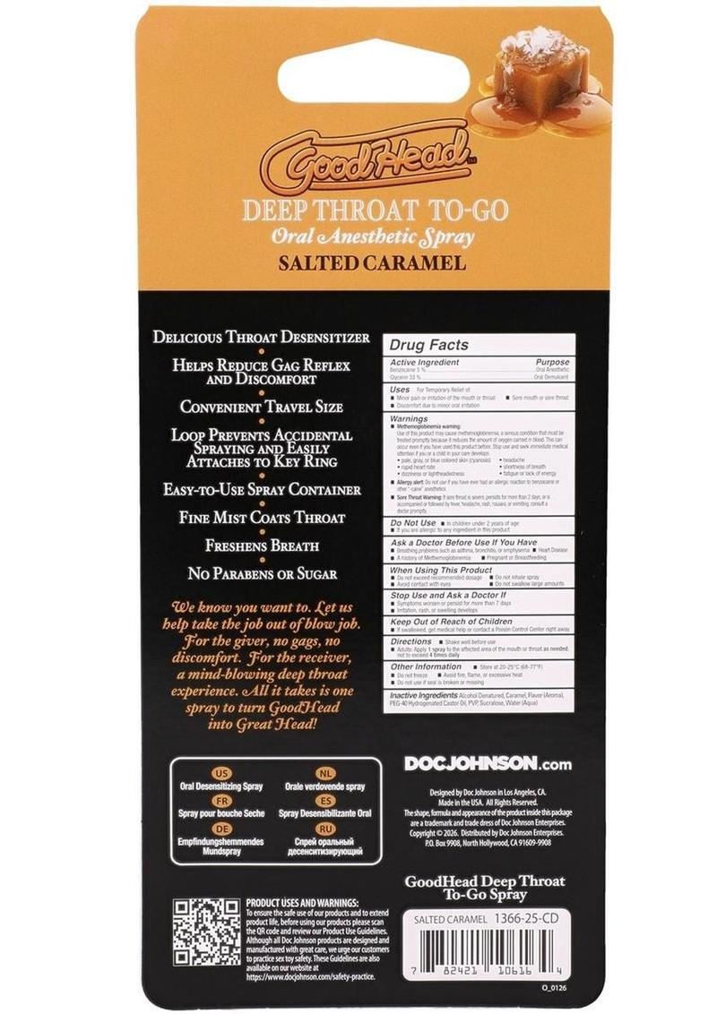 GoodHead Deep Throat To-Go Oral Anesthetic Spray .30oz - Salted Caramel