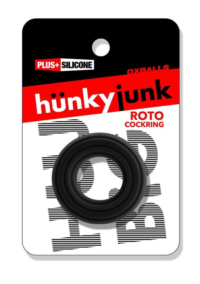 Hunkyjock Roto Grooved Gripper Ribbed Cockring - Black Fog