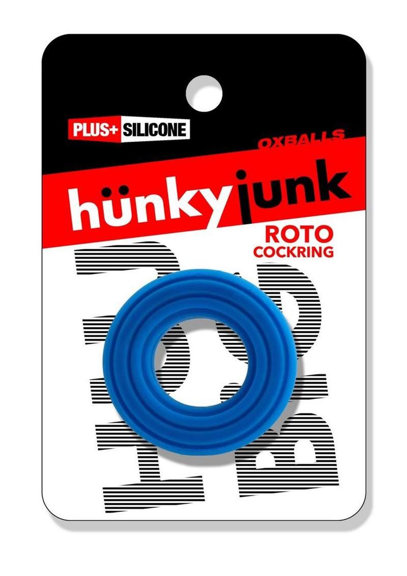 Hunkyjock Roto Grooved Gripper Ribbed Cockring - Teal Fizz
