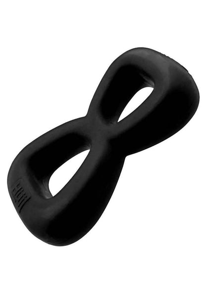 Hunkyjunk Boomerang Silicone Double-Ring Cockring and Nut-Tugger - Black Fog