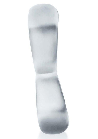 Hunkyjunk Boomerang Silicone Double-Ring Cockring and Nut-Tugger - Clear Steam