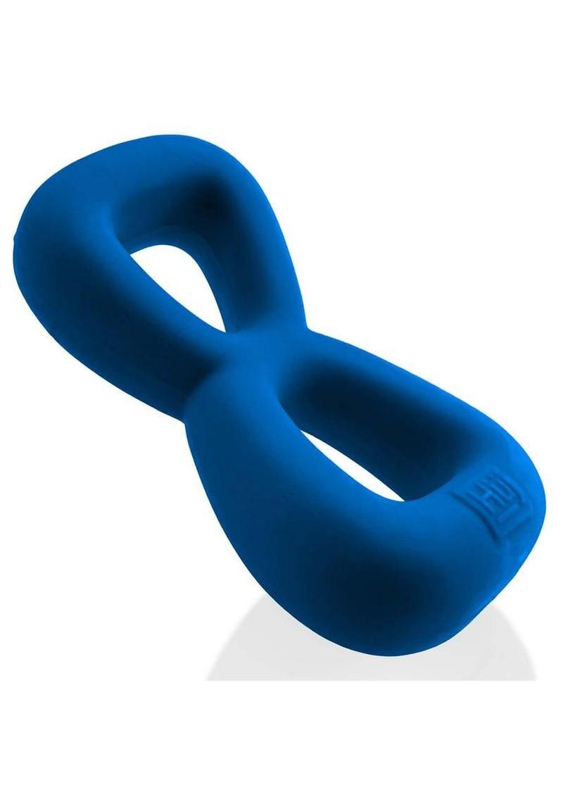 Hunkyjunk Boomerang Silicone Double-Ring Cockring and Nut-Tugger - Teal Fizz