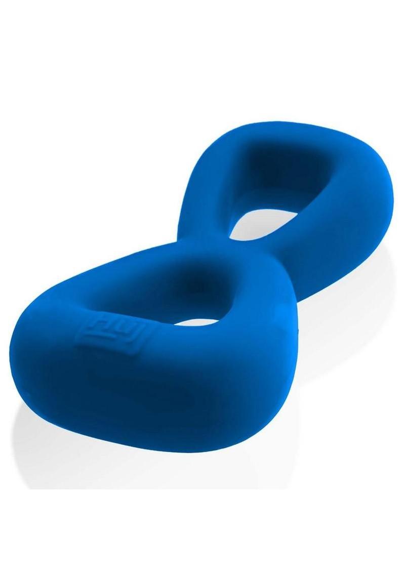 Hunkyjunk Boomerang Silicone Double-Ring Cockring and Nut-Tugger - Teal Fizz - Blue