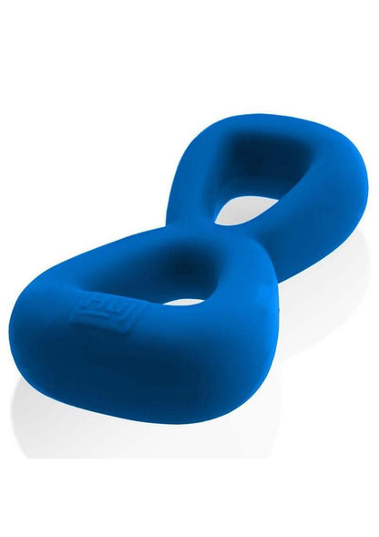 Hunkyjunk Boomerang Silicone Double-Ring Cockring and Nut-Tugger - Teal Fizz - Blue