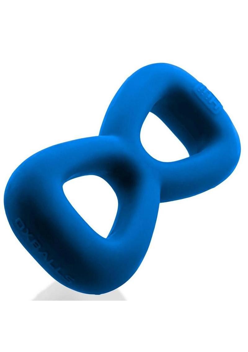 Hunkyjunk Boomerang Silicone Double-Ring Cockring and Nut-Tugger - Teal Fizz