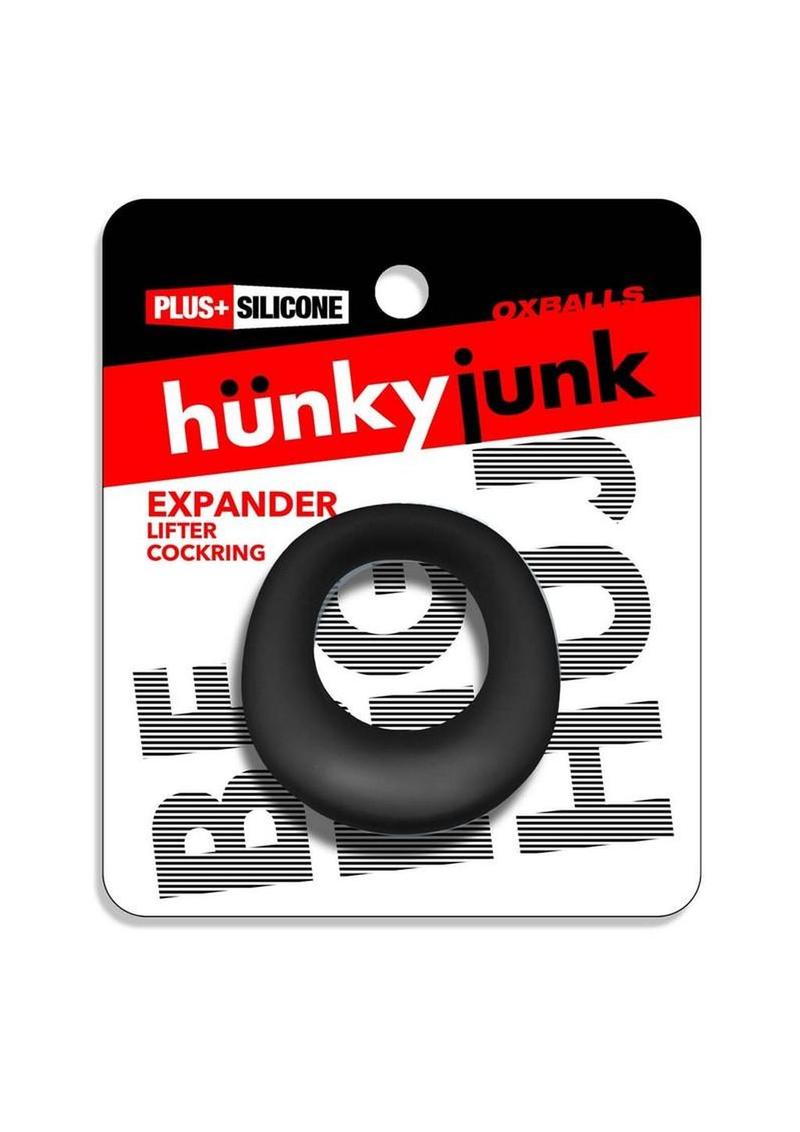 Hunkyjunk Expander Slimmer Scoop Style Silicone Cockring - Black Fog - Black