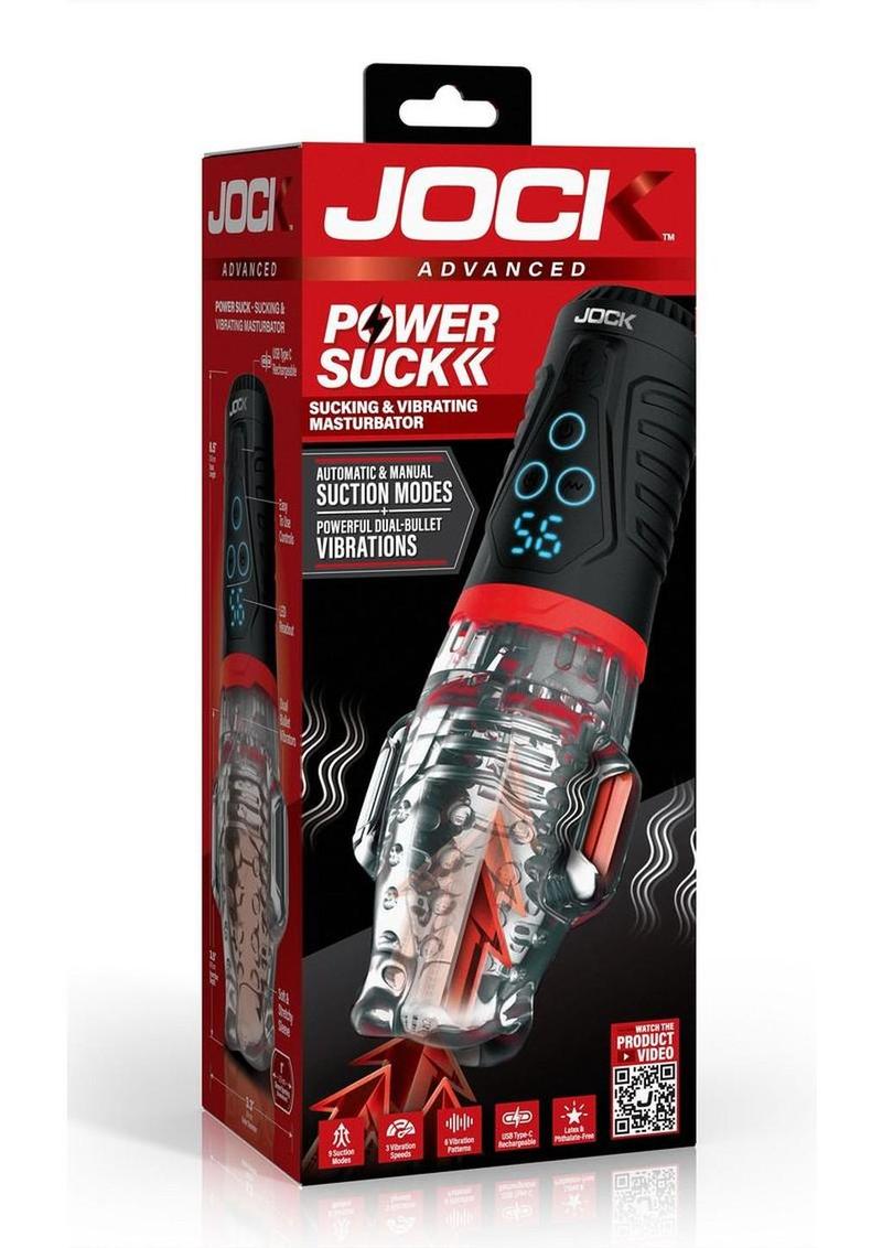 Jock Power Suck Sucking and Vibrating Rechargeable Masturbator with Remote - Mouth - Clear
