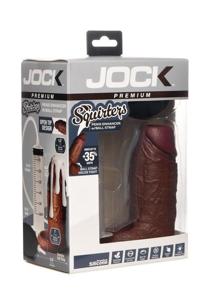 Jock Silicone Penis Squirting Enhancer with Ball Strap - Chocolate