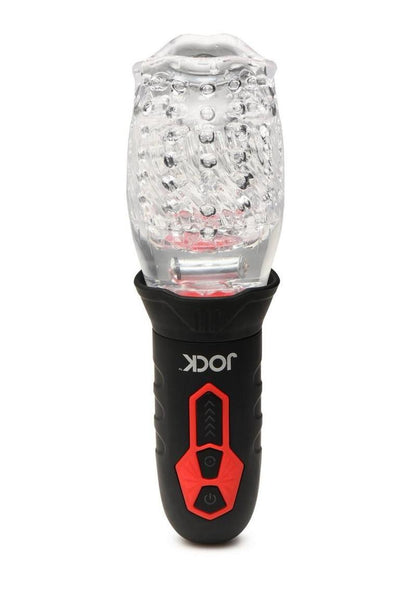 Jock Spinning and Vibrating Rechargeable Masturbator - Black/Clear