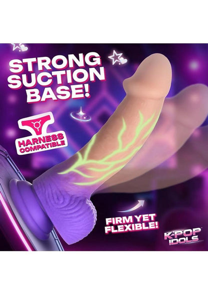 K Pop Aren 7.5 Inch Glow in the Dark Silicone Dildo with Balls