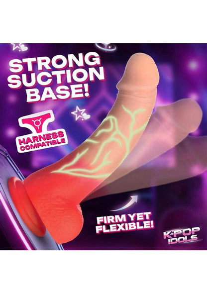 K Pop Zayen 7.3 Inch Glow in the Dark Silicone Dildo with Balls