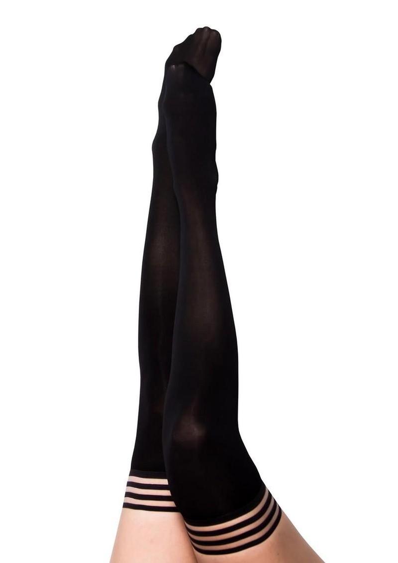 Kixies Danielle Opaque Thigh High Tights - Size B - Black - Medium