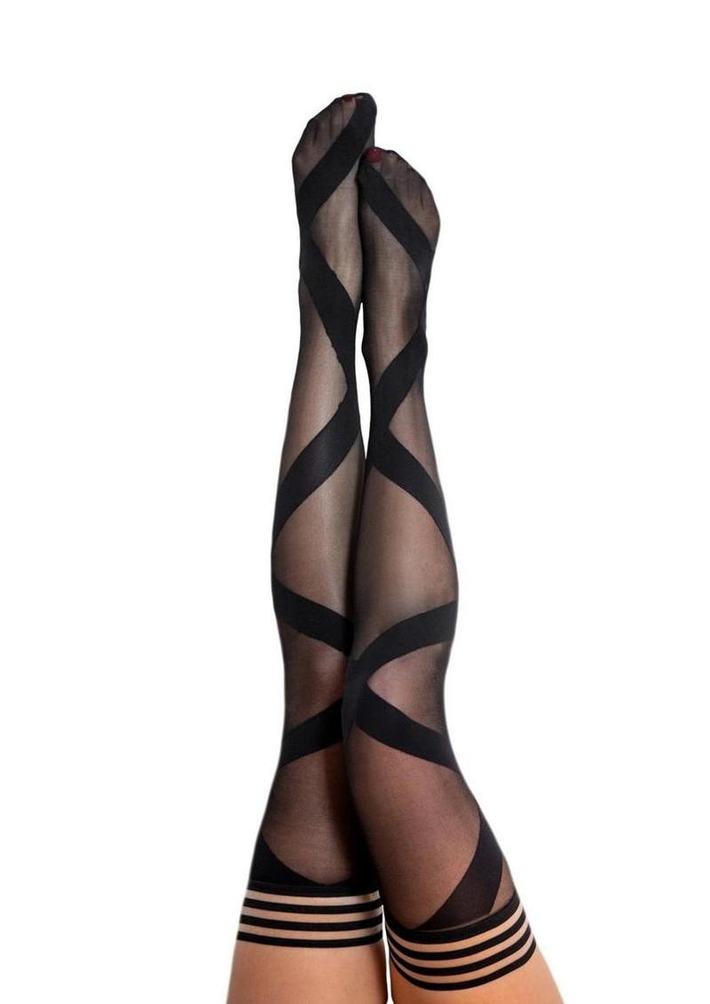 Kixies Jackie Ballet Style Thigh Highs - Size C - Black - Large
