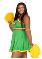 Leg Avenue Bring It Baddie Set Top with Cheer Logo, Pleated Skirt and Pom Pom (3 Piece) - 1x/2x