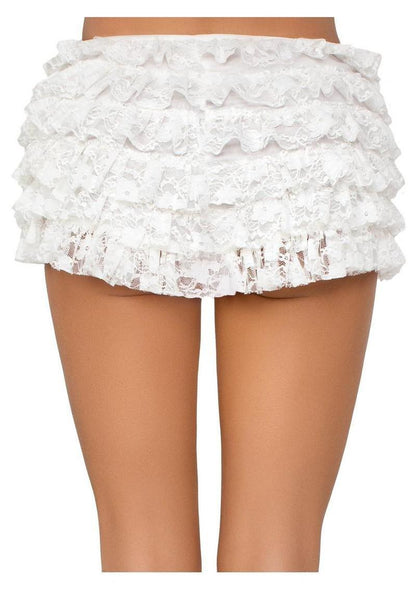 Leg Avenue Lace Ruffle Shorts - White - Large