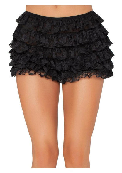 Leg Avenue Lace Ruffle Shorts - Black - XLarge