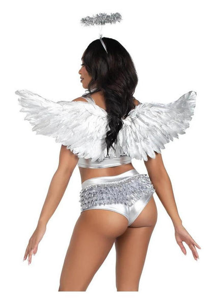 Leg Avenue Metallic Angel Wings and Tinsel Halo Headband - Silver - One Size - 2 Piece