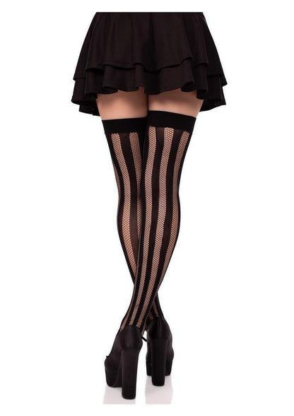 Leg Avenue Net and Opaque Striped Thigh Highs