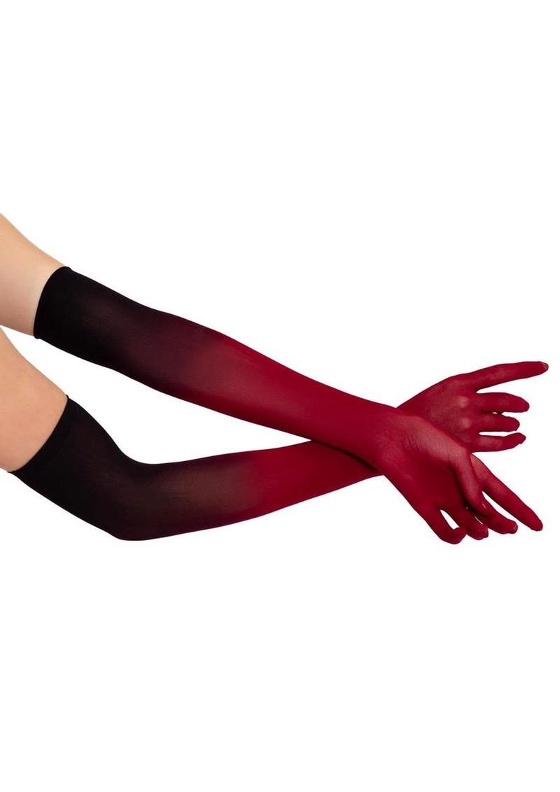 Leg Avenue Ombre Mesh Opera Length Gloves - Red - One Size
