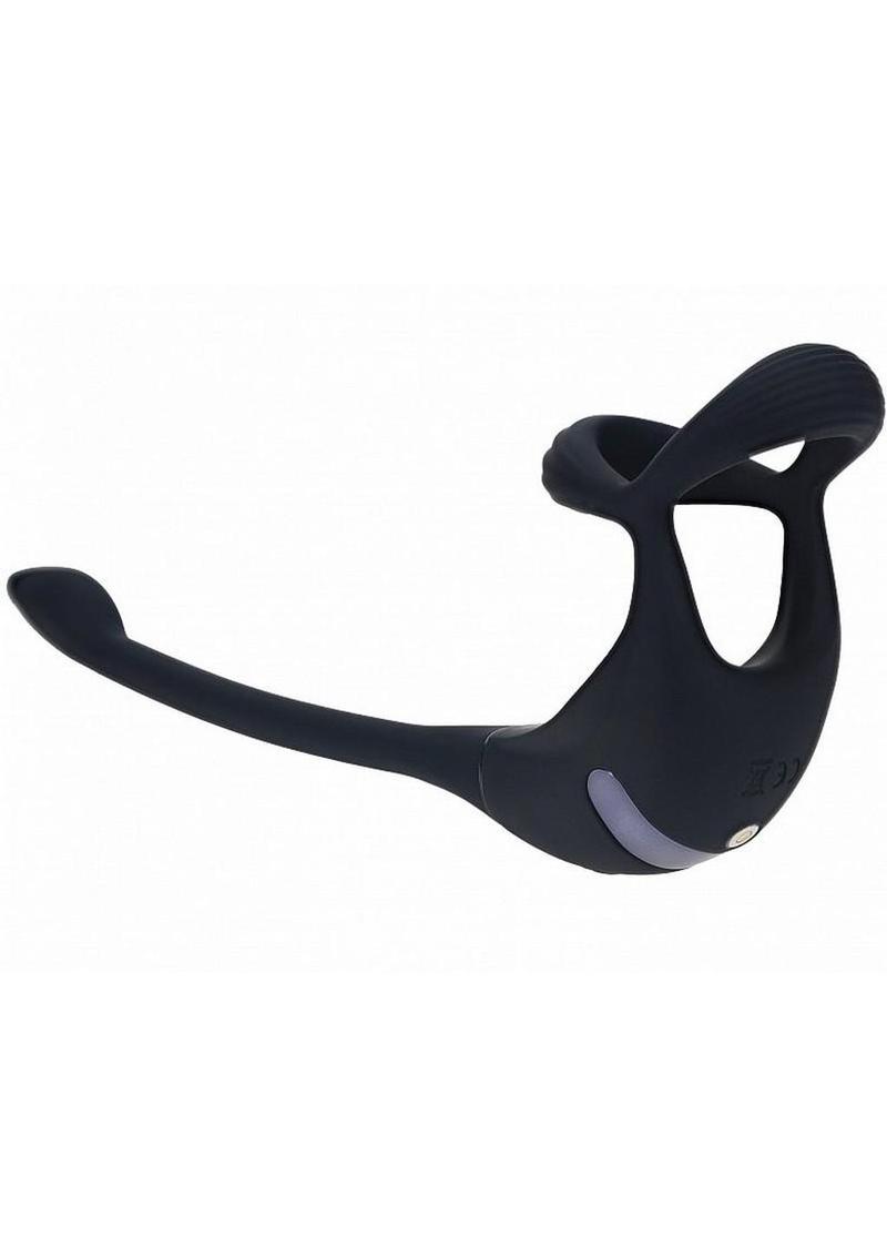 Levelz Vibrating Silicone Rechargeable Tri O Cock Ring with Prostate Stimulator and Remote Control