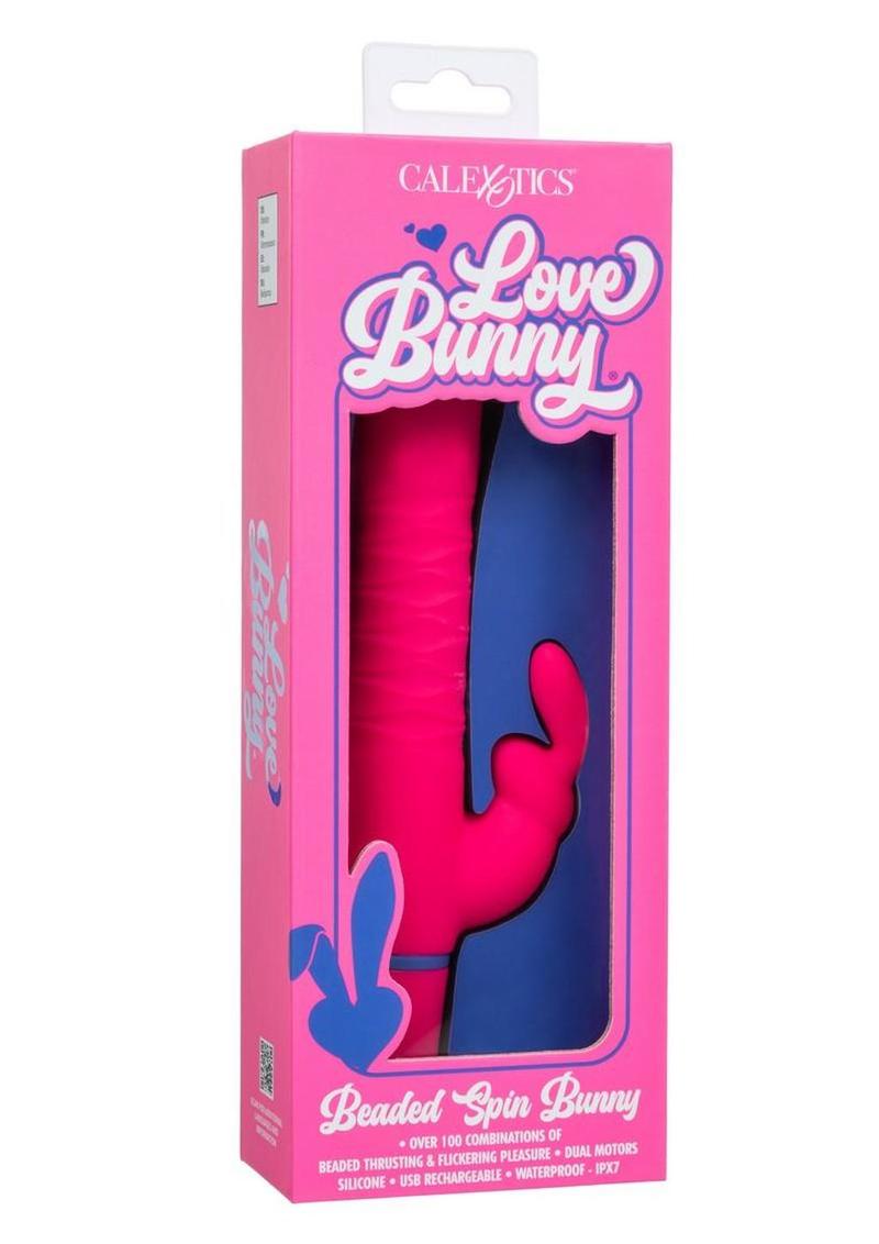 Love Bunny Beaded Spin Bunny Rechargeable Silicone Dual Motor Vibrator - Pink