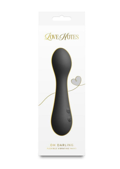 Love Notes Oh Darling Rechargeable Silicone Flexible Vibrating Wand - Black