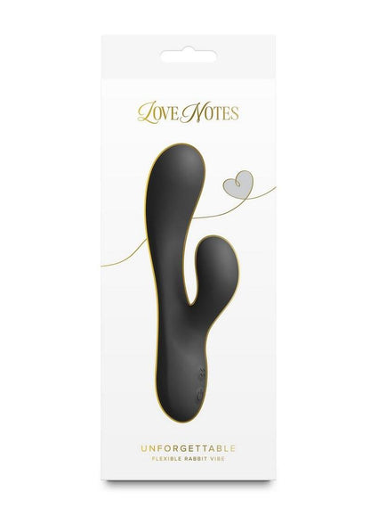 Love Notes Unforgettable Rechargeable Silicone Flexible Rabbit Vibrator - Black