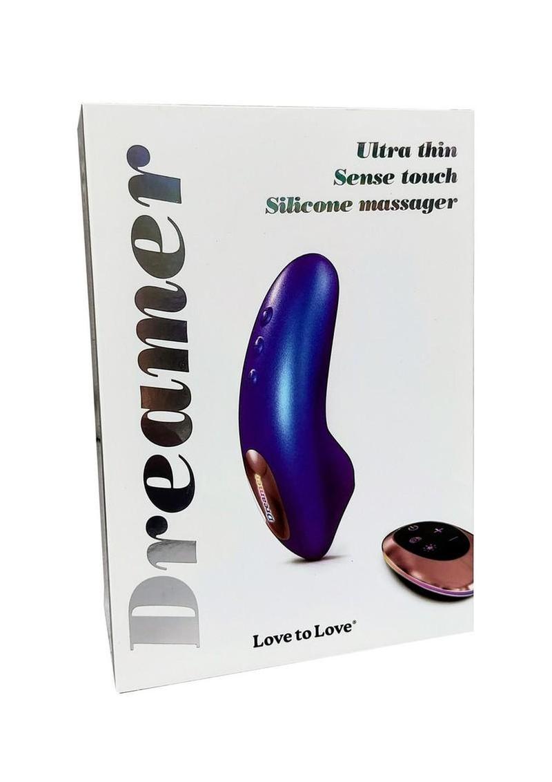 Love to Love Dreamer Silicone Rechargeable Sense Touch Vibrator with Remote - Iridescent Night - Blue