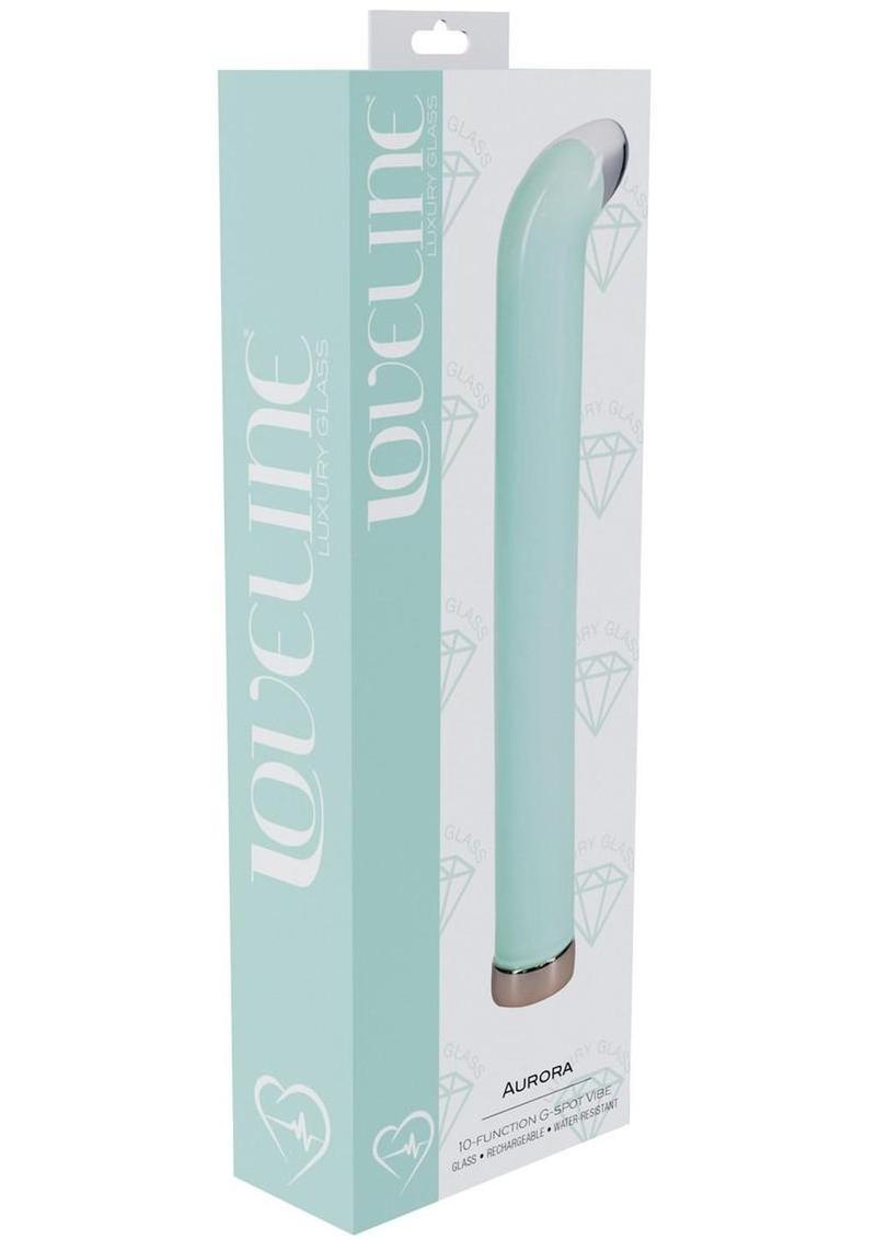 Loveline Aurora 10 Function G-Spot Rechargeable Glass Vibrator - Green - 6.3in