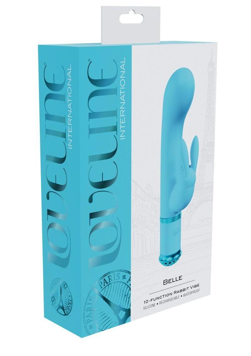 Loveline Belle 10 Function Rechargeable Silicone Rabbit Vibrator - Blue