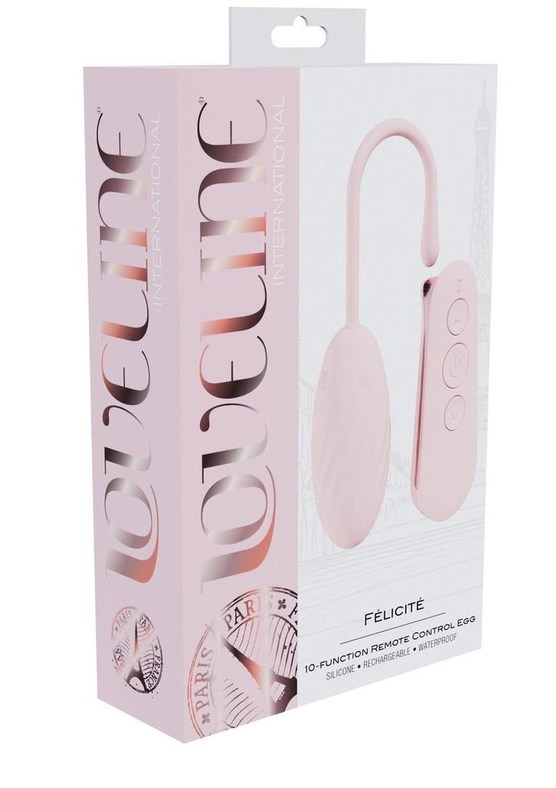 Loveline Felicite 10 Function Silicone Rechargeable Egg Vibe with Remote Control - Pink