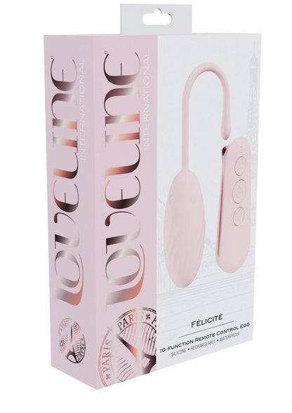 Loveline Felicite 10 Function Silicone Rechargeable Egg Vibe with Remote Control - Pink