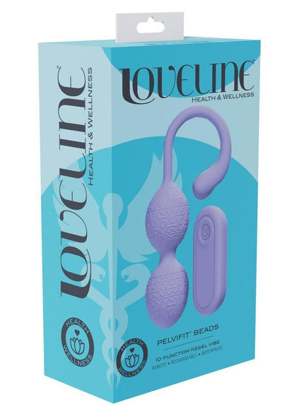 Loveline Pelvifit Beads 10 Function Vibrating Rechargeable Silicone Kegel Vibe with Remote Control - Lavender/Purple