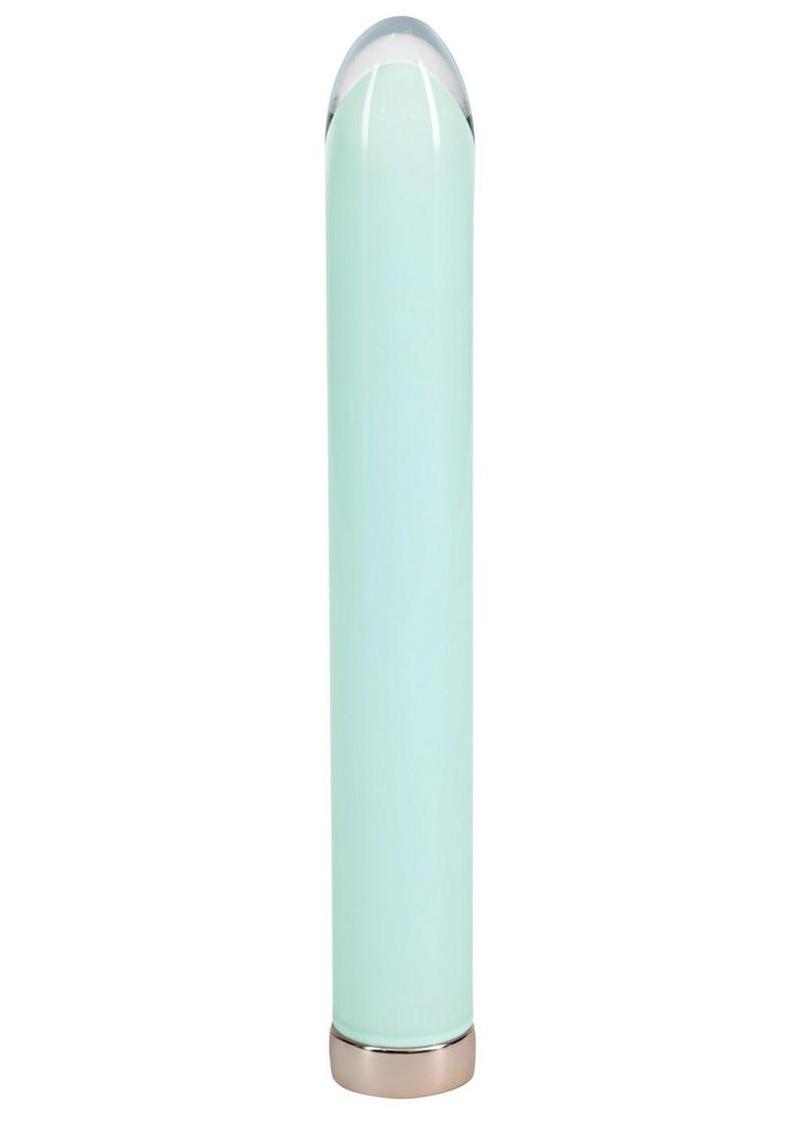 Loveline Sparkle Rechargeable 10 Function Glass Vibrator - Green - 6.3in