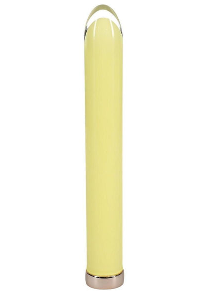 Loveline Sparkle Rechargeable 10 Function Glass Vibrator - Yellow - 6.3in