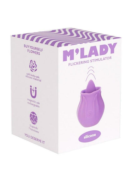M'lady Flickering Tongue and Vibrating Silicone Rechargeable Clitoral Stimulator - Purple