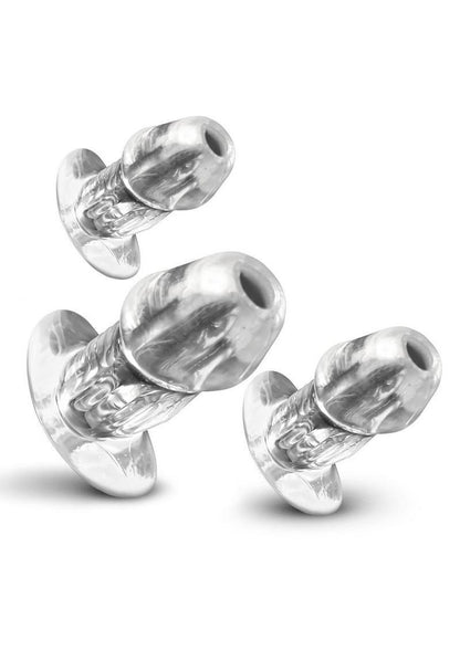 Master Series Dicked Hollow Anal Plug - Clear - 3 Piece/Set