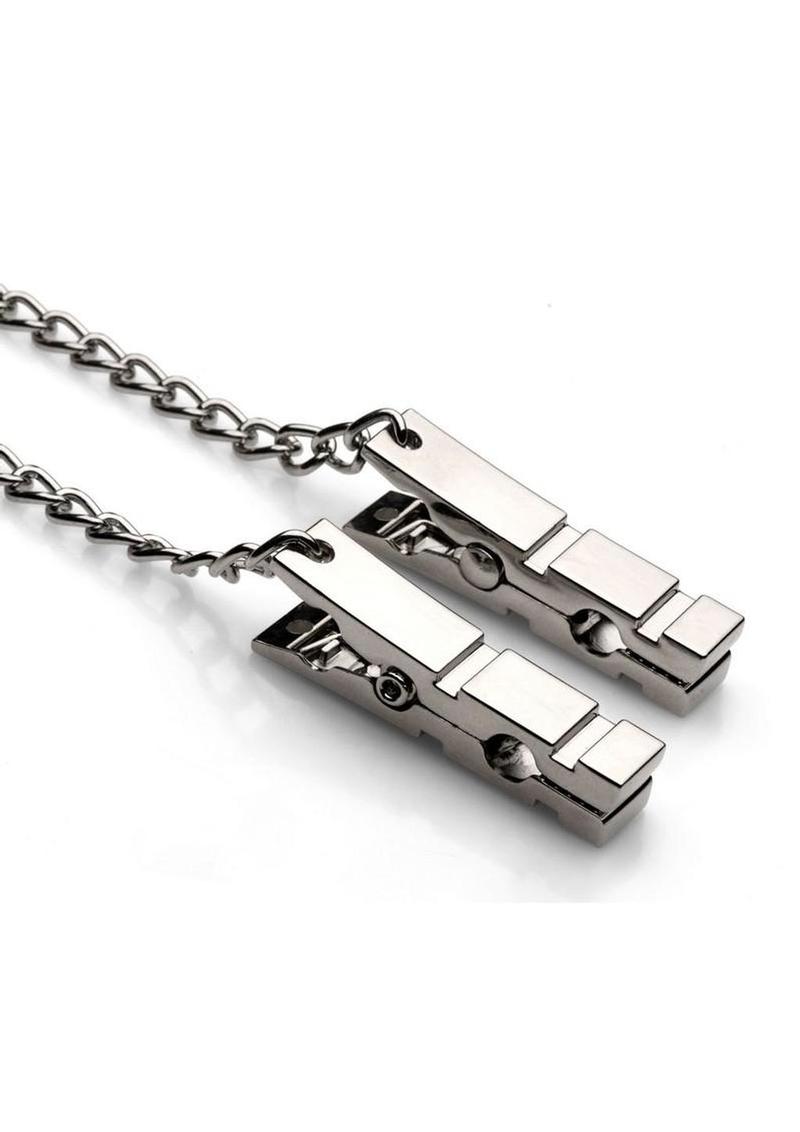 Master Series Naughty Pleasure Clothespin Nipple Clamps with Chain