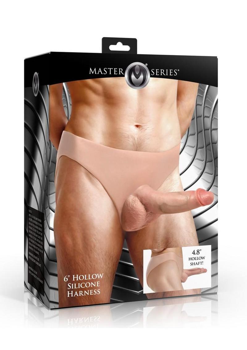 Master Series Slim Hollow Silicone Strap-On - Vanilla - 6.2in