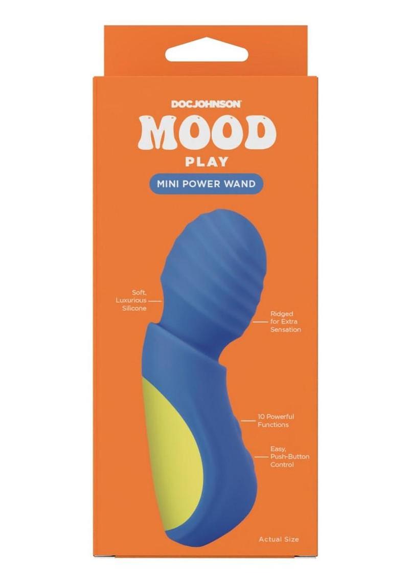 Mood Play Rechargeable Silicone Mini Power Wand - Blue/Yellow