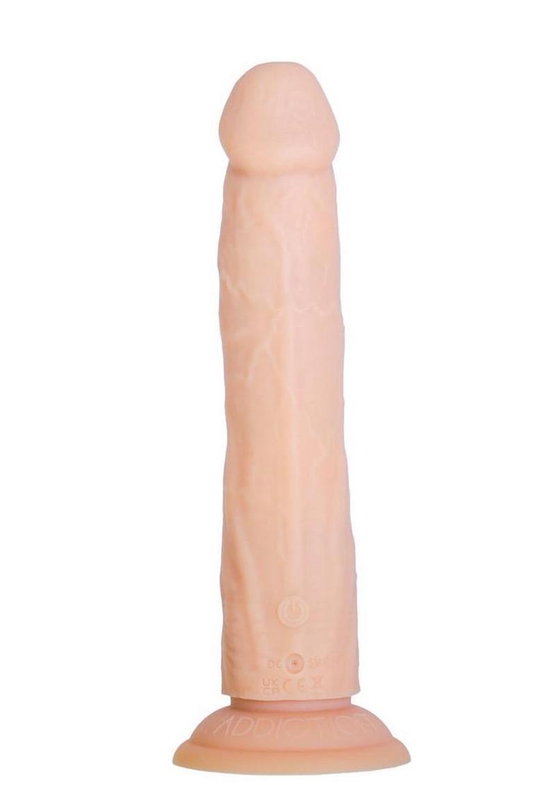 Naked Addiction Rotating and Thrusting Vibrating Rechargeable Silicone Dong with Remote Control - Vanilla - 8in