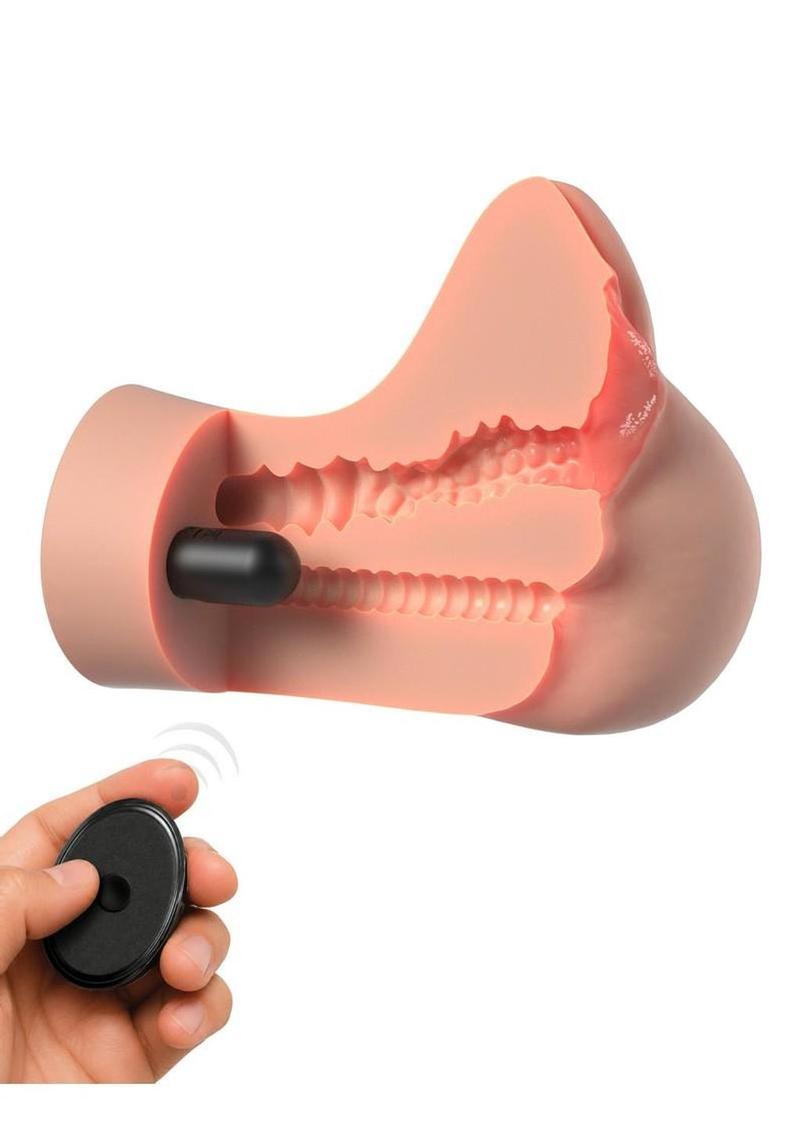 PDX Extreme Wet Pussies Pick Your Pleasure Control Freak Vibrating Stroker with Remote - Pussy/Ass