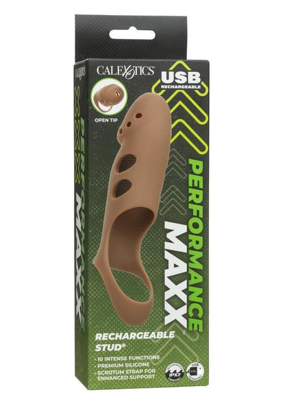 Performance Maxx Rechargeable Silicone Stud Dildo - Caramel - 7.5in