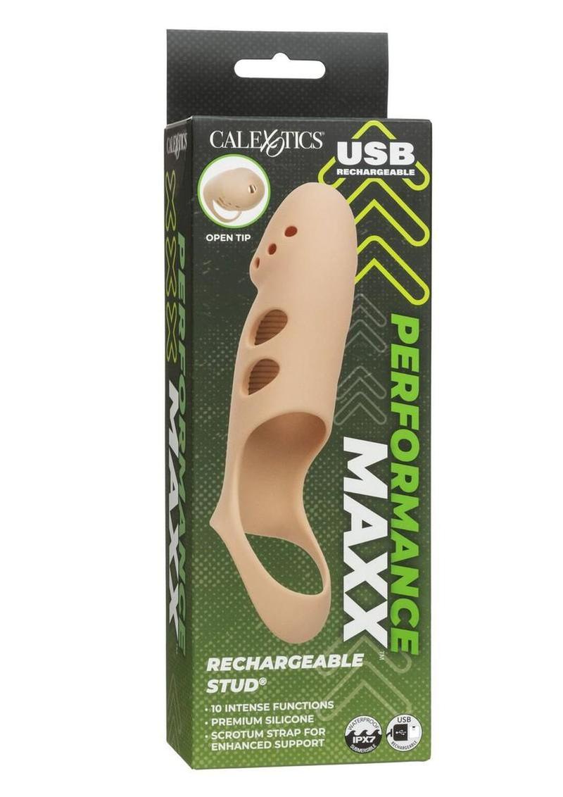 Performance Maxx Rechargeable Silicone Stud Dildo - Vanilla - 7.5in