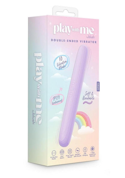 Play with Me Rechargeable Silicone Double Ended Vibrator - Purple