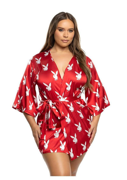 Playboy Chill Bunny Robe - Red/White - Queen